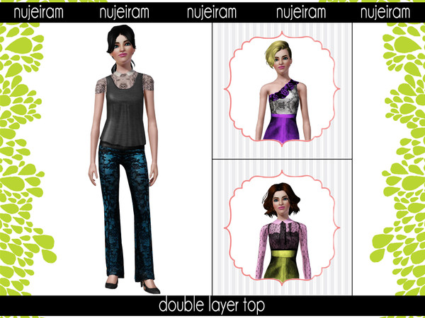 Sims 3 — V Double Layer Top by nujeiram — 