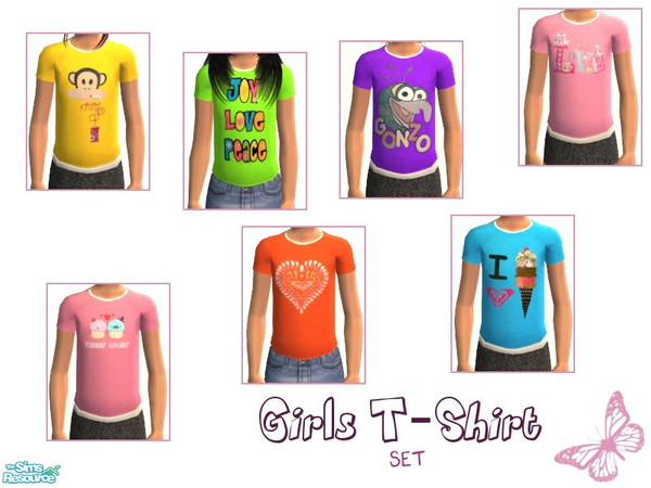 Sims 2 — T-Shirt Set by sinful_aussie — Bright t-shirts for girls.