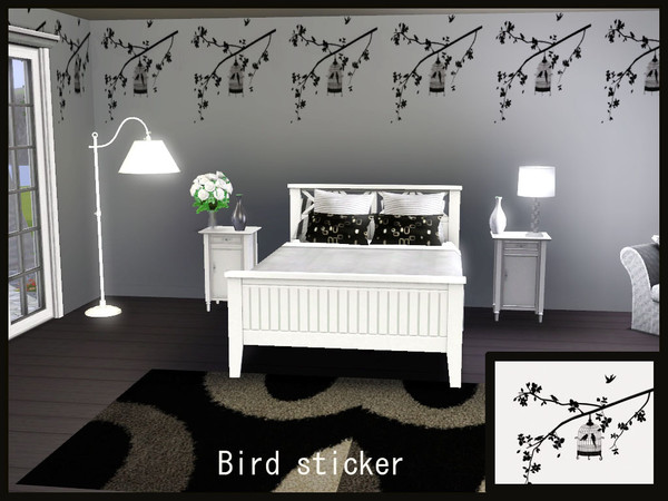 Sims 3 — -black-and-white-stickers-birds by monkri2001 — 2 set of black and white wall stickers