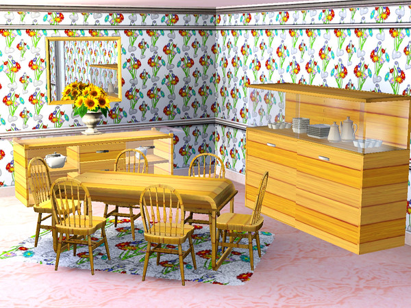 Sims 3 — marcorse_bright flowers pattern by marcorse — Stylised floral bouquets in bright colours in an allover repeat