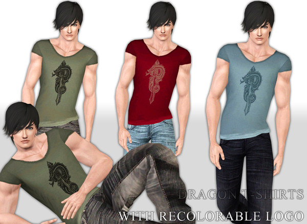 Sims 3 — Dragon TShirt With Recolorable Logo -NEW- by saliwa — No Description