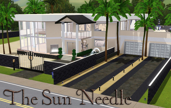 Sims 3 — The Sun Needle by Rhendera — Beautiful Modern Beach House. Complete with imported palmtrees from Al Simhara!