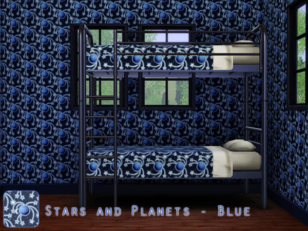 Sims 3 — Stars & Planets - Blue by lizholsimer — Blue stars and planets themed pattern.
