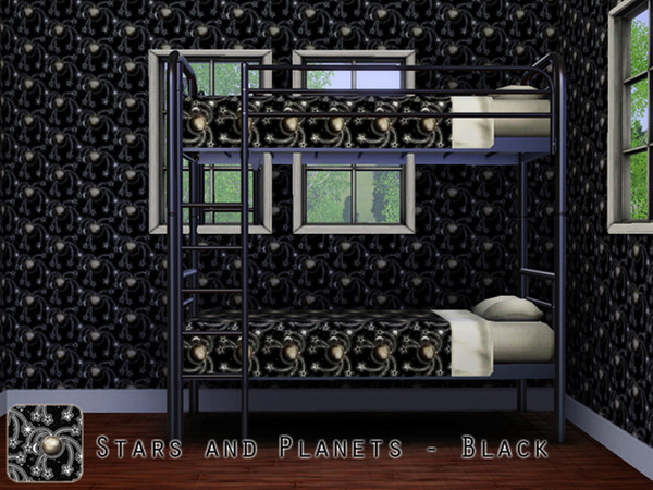 Sims 3 — Stars & Planets - Black by lizholsimer — Black stars and planets themed pattern.