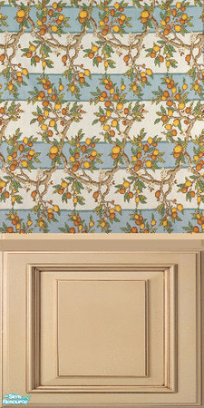 Sims 2 — Lemon Provence Wall by mmbunny — Lemon pattern with wainscoting