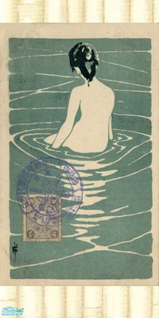 Sims 2 — Japanese Bath wall by mmbunny — Lovely bathing scene