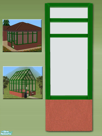 Sims 2 — Greenhouse Wall - Terracotta - Green Frame by Shakeshaft — Part of a new mesh set of Greenhouse walls, there are
