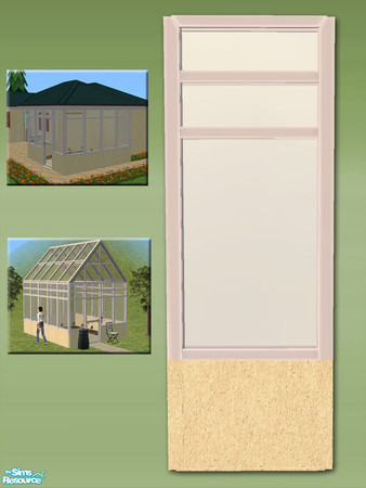 Sims 2 — Greenhouse Wall - Buttercream - White Frame by Shakeshaft — Part of a new mesh set of Greenhouse walls, there