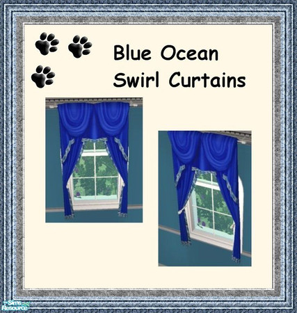 Sims 2 — Dolphin Cove - Dining Room - Blue & Swirl Curtains Dolphin Set by MinnieMinPin — 