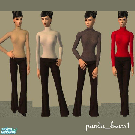 Sims 2 — Turtleneck Set by panda_bears1 — Four color turtleneck set with black pants. Don\'t forget to download the mesh!