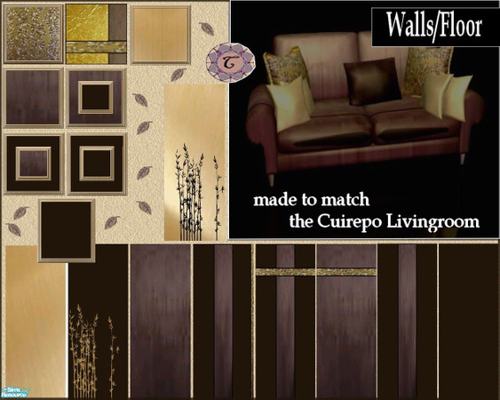 Sims 2 — Set Cuirepo, walls and floors by kibanahnah — Made to match my recolor of Huabanzhu \"living 04\",