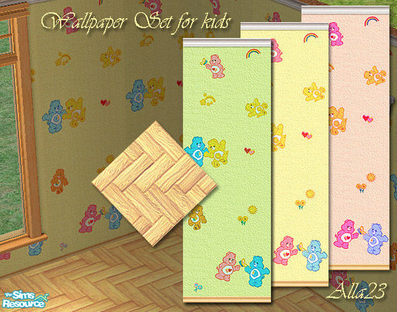 Sims 2 — Walls&floor Set for nursery by Semitone — Walls and parquet for nursery