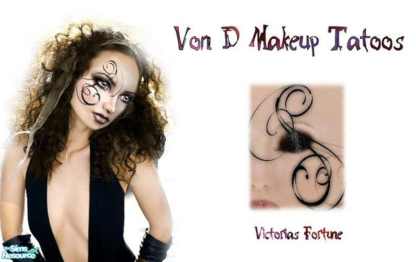 Sims 2 — VF Von D Makeup Tatoos - 4 by fortunecookie1 — Here are eight different makeup tatoos inspired by Kat Von D\'s