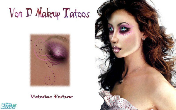 Sims 2 — VF Von D Makeup Tatoos - 3 by fortunecookie1 — Here are eight different makeup tatoos inspired by Kat Von D\'s