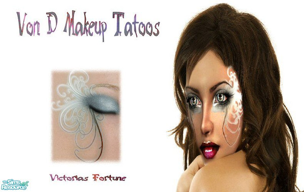 Sims 2 — VF Von D Makeup Tatoos - 1 by fortunecookie1 — Here are eight different makeup tatoos inspired by Kat Von D\'s