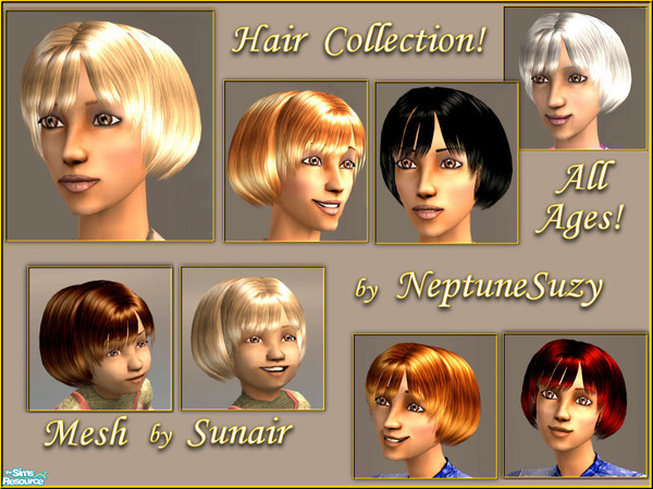 Sims 2 — NSC Hair Set 69 by Neptunesuzy — Your Sims will Love this cute, yet elegant, bob style hair! Available for all