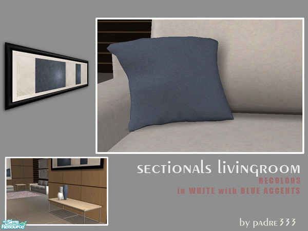Sims 2 — Sectionals Recol003 White - Sectionals Sofa Cushion Recol003 White by Padre — Recolour of the Sectionals