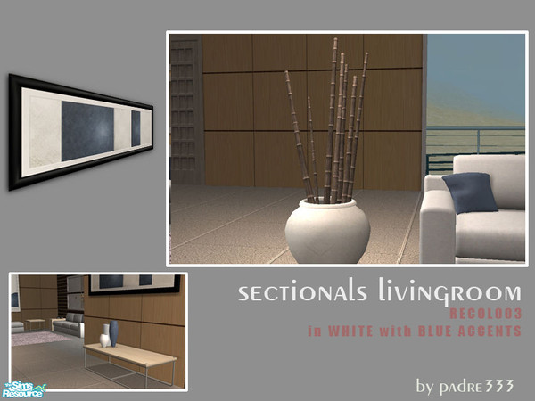 Sims 2 — Sectionals Recol003 White - Sectionals Bamboo Recol003 White by Padre — Recolour of the Sectionals Livingroom in