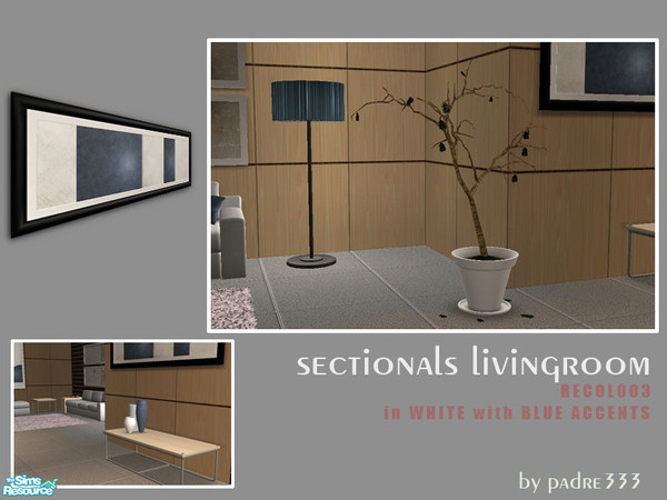 Sims 2 — Sectionals Recol003 White - Sectionals Tree Recol003 White by Padre — Recolour of the Sectionals Livingroom in