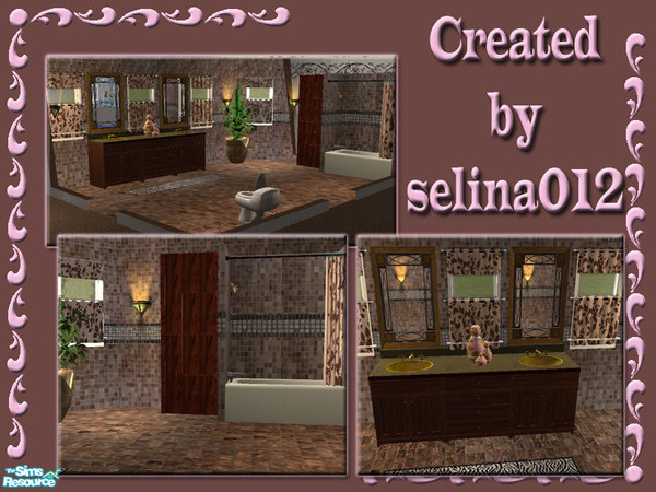 Sims 2 — Brown and black bathroom set by selina012 — Brown and black bathroom set Set includes: Mosaic tiled walls Mosaic