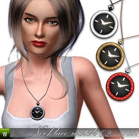 Sims 3 — Necklace watch 02 by katelys — New pendant for teen-elder females. New mesh, high poly. 3 versions, 2 color