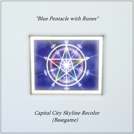 Sims 3 — Blue Pentacle by weirdling2 — A beautiful pentacle with runes for your pagan sims.