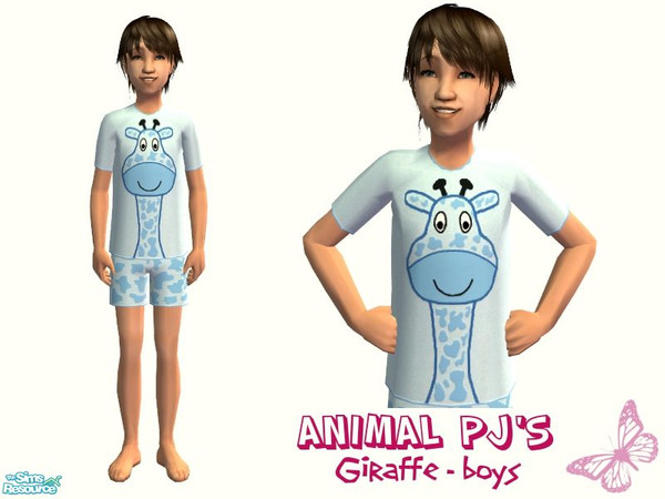 Sims 2 — Animal Pj\'s Set - Giraffe - Boys by sinful_aussie — Blue pj\'s for boys.