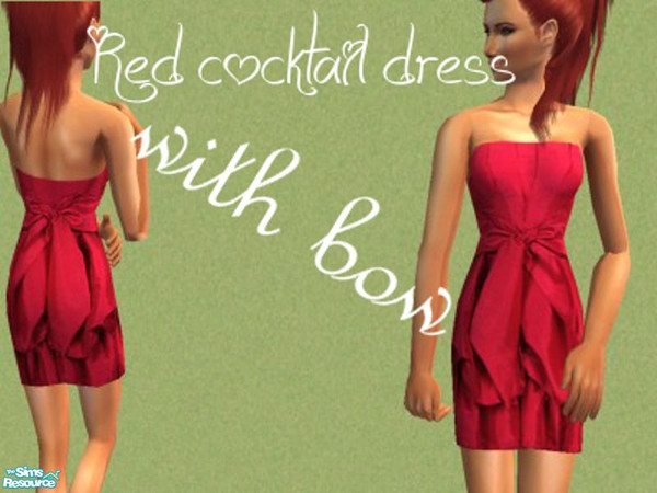 Sims 2 — Red cocktail dress with bow by stefatje — Enjoy! I love comments 