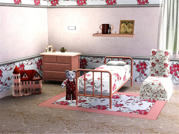 Sims 3 — marcorse_ribbon trails pattern by marcorse — Bouquets of red flowers with trailing ribbons make up this repeat