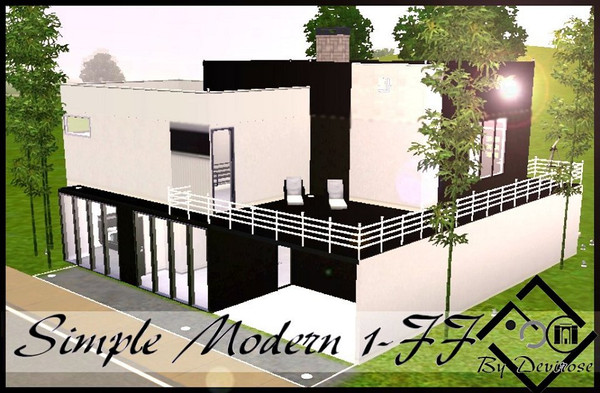 Sims 3 — Simple Modern 1-FF by Devirose — Simple modern home, black and white, with all the comforts,and equipped.For