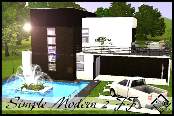 Sims 3 — Simple Modern 2 FF by Devirose — Simple modern house,minimal,in black and white colors,for your first family :)