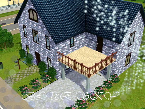 Sims 3 — Blue Sky by rosered97 — Another traditional house, I named it blue sky because of the house color enjoy. ^^ I