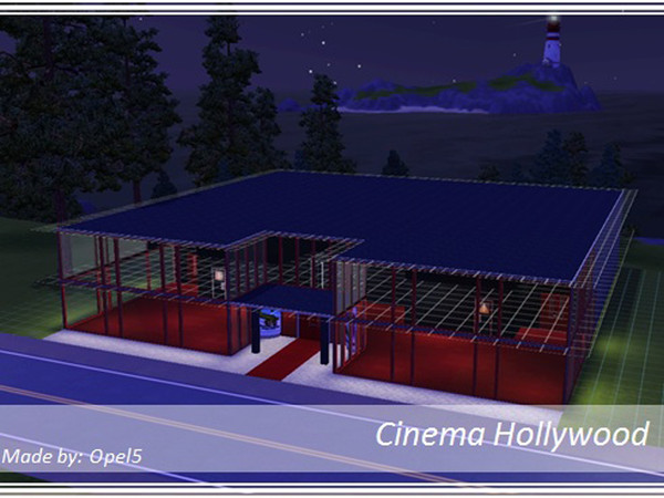 Sims 3 — Cinema Hollywood by opel5 — This is a great cinema where you can look movies in one of the two halls. you can