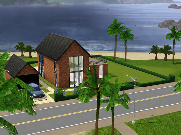 Sims 3 — Maison 1 by souverainse2 — House for couple. Living room, kitchen, 1 bedroom, office, bathroom plus garage.