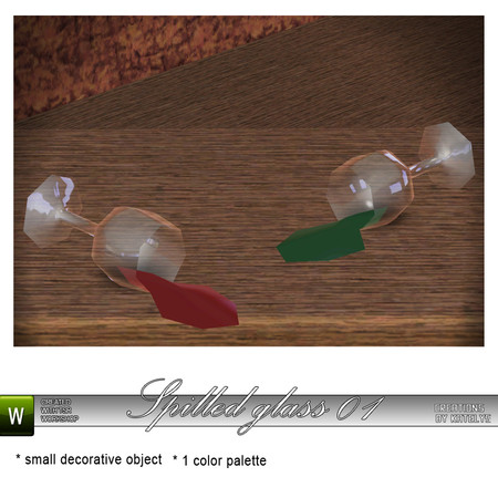 Sims 3 — Spilled glass 01 by katelys — New decorative object. Low polycount, 1 color palette.