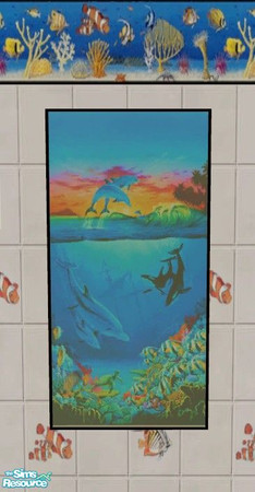 Sims 2 — Under the Sea Kid\'s Bath - Picture by Riverwillows — Cute bathroom, decorated with fishies and sea life.