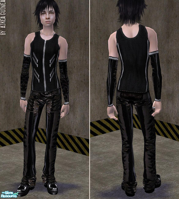 The Sims Resource - Ubiquitous - Gothic Outfit for Teen Males - Zippers