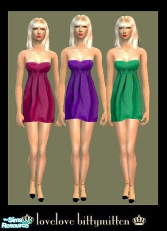 Sims 2 — Bubble dress set by bittymittenz — A set of 3 colourful bubble dresses for adult females. You will need mesh 71