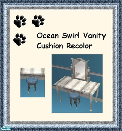 Sims 2 — Dolphin Cove Bedroom - Ocean Swirl Country Vanity Cushion by MinnieMinPin — 