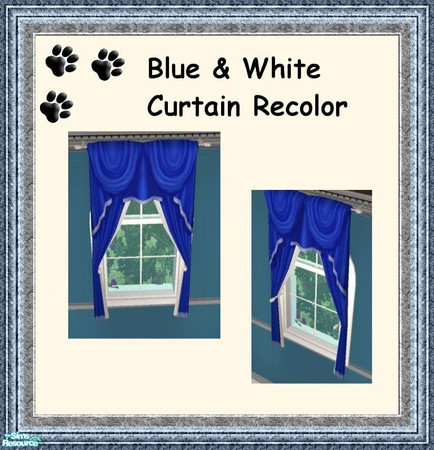 Sims 2 — Dolphin Cove Bedroom - Blue & White Curtains by MinnieMinPin — 