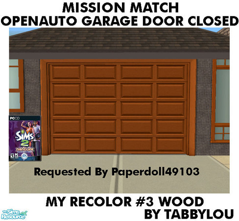 Sims 2 — TL - MM OpenAutoGarageDoorClosed Recolor03Wd by TabbyLou — My Recolor #3 Wood Recolor of the Night Life EP,