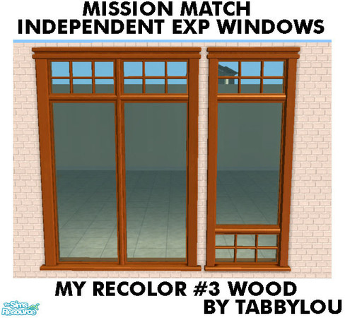 Sims 2 — TL - MM Ind Exp Windows Recolor03Wd by TabbyLou — My Recolor #3 Wood recolor of the Independent Expressions