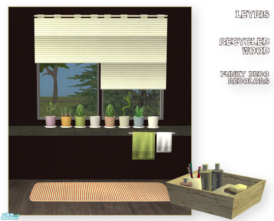 Sims 2 — Leyris bathroom - Funky deco recolors by mirake — Recolors of the blinds, flowerpots, carpets and some towels.