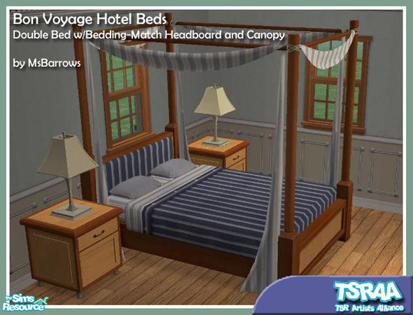Sims 2 — Bedding-Match BV Hotel Bed - Canopy by MsBarrows — I like the padded headboard of the Bon Voyage hotel beds, but
