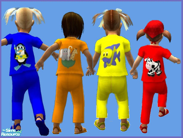 Sims 2 — Fun Suits by cariadbach — Dress your little Sim in these colourful easy wear fun suits. Bright and cheerful for