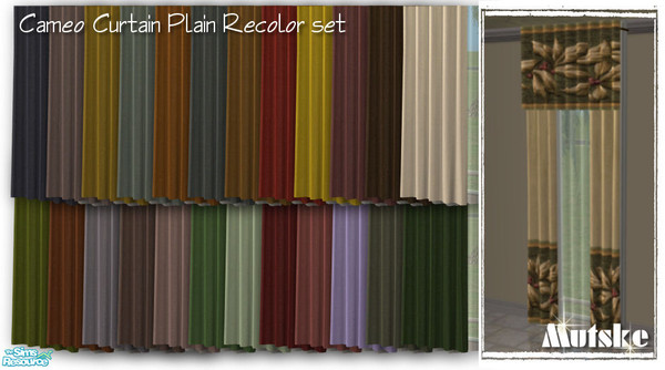 Sims 2 — Cameo Curtain Plain Recolor Set by Mutske — Set of 25 recolors of the Cameo Curtain.