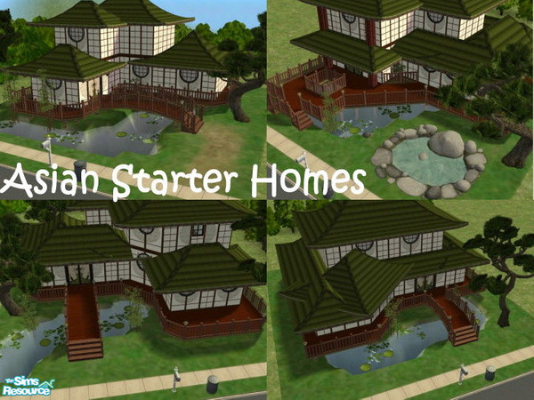 Sims 2 — Group of Asian Starter Homes by scinortenpiose1021 — Four similar yet distinctive Asian style starter homes for