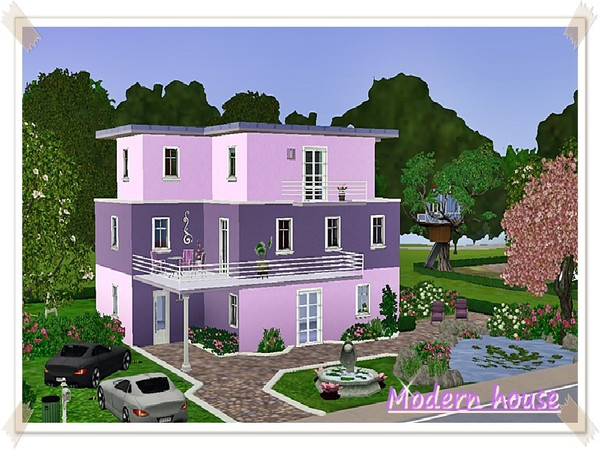Sims 3 — Modern house #1 by EleCris — Modern house with 4 bedrooms, 4 bathrooms ,2 car ports , jacuzzi , pool. 1st floor