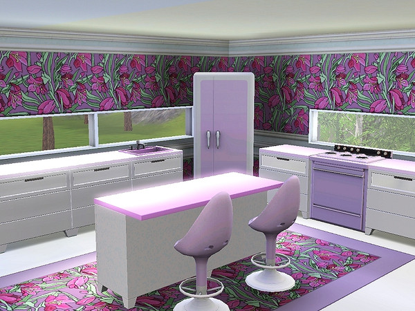 Sims 3 — marcorse_pinkies pattern by marcorse — A tangle of pink trumpet flowers amongst green stems and foliage, make an