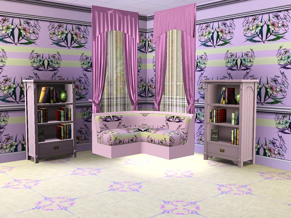 Sims 3 — marcorse_lilac cross pattern by marcorse — A rather fanciful design of crossed stems of lilac titree blossom in